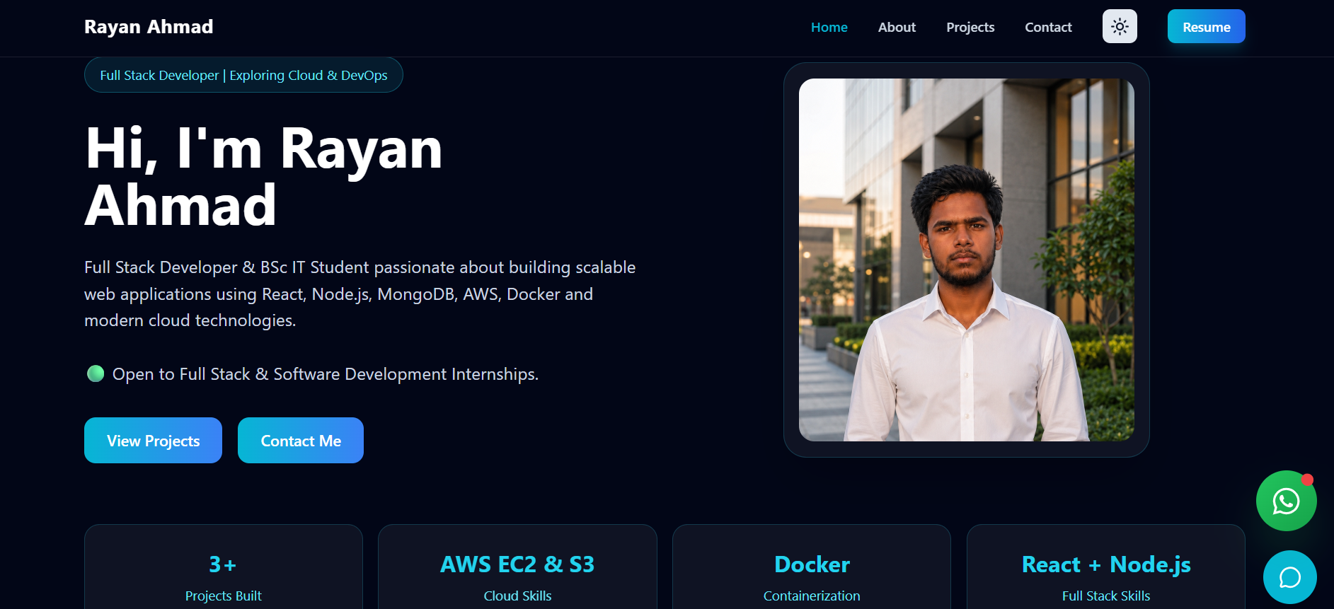 Developer Portfolio Website - Project by Rayan Ahmad